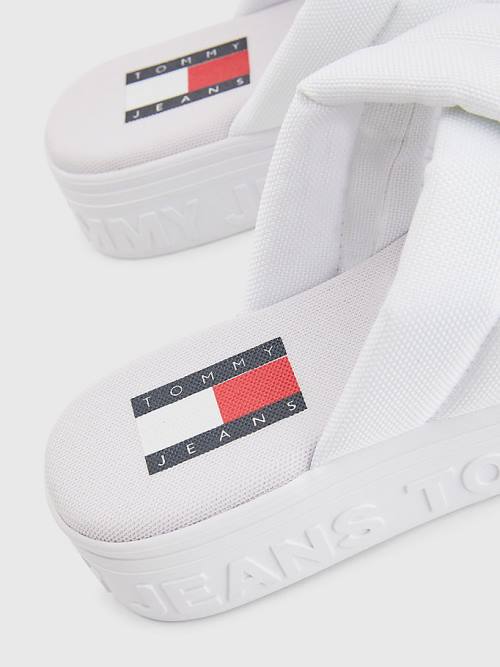 Tommy Hilfiger Padded Strap Flatform Ženske Sandali Bela | TH845GXB