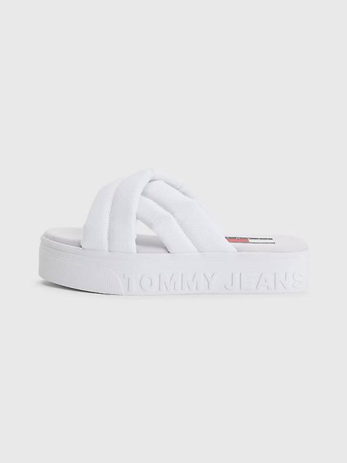 Tommy Hilfiger Padded Strap Flatform Ženske Sandali Bela | TH845GXB