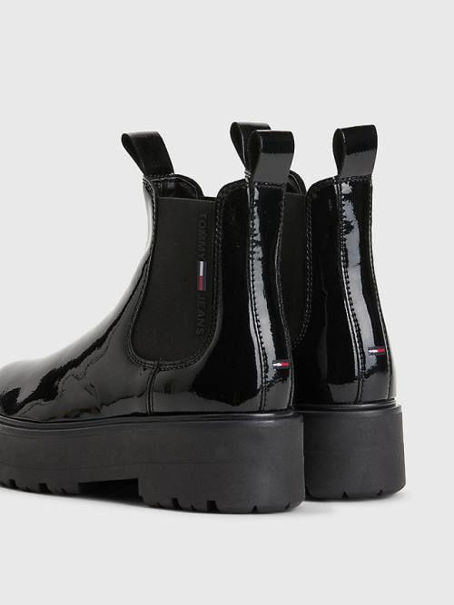 Tommy Hilfiger Patent Cleat Chelsea Ženske Škornji Črna | TH839KAW