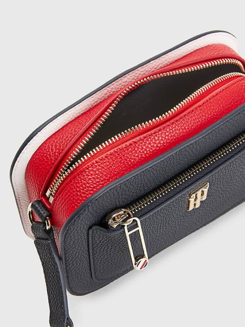 Tommy Hilfiger Pebble Grain Signature Camera Ženske Torbice Modra | TH048JCK