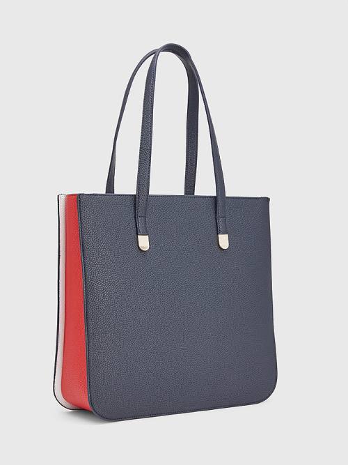 Tommy Hilfiger Pebble Grain Signature Tote Ženske Torbice Modra | TH091MYN