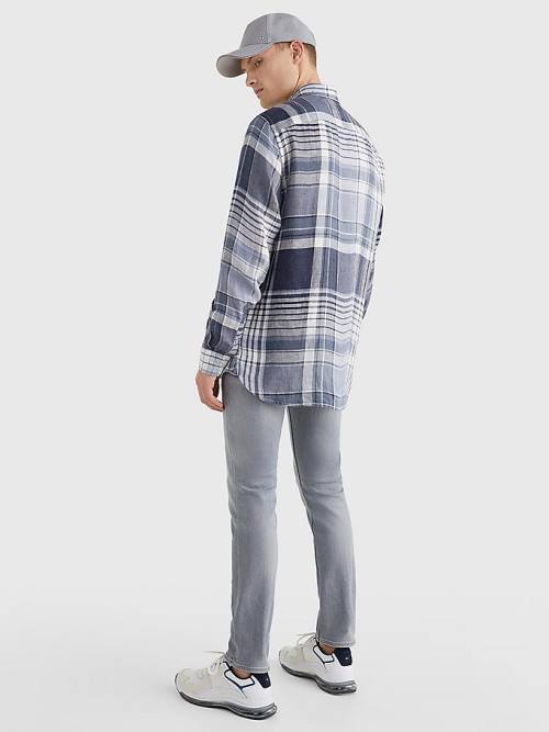 Tommy Hilfiger Pigment Dyed Check Linen Moški Srajce Modra | TH025CBV