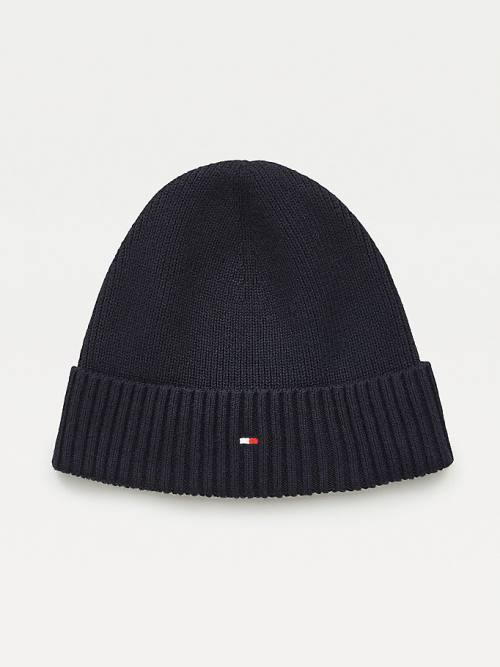 Tommy Hilfiger Pima Cotton Cashmere Cuffed Beanie Moški Kapa Modra | TH359NXY