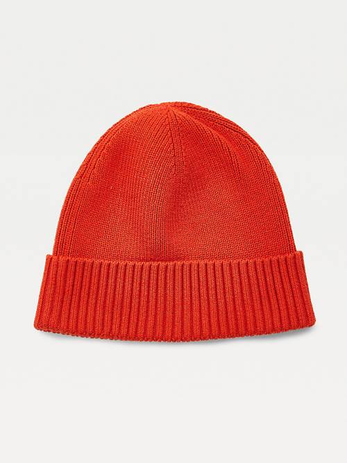 Tommy Hilfiger Pima Cotton Cashmere Cuffed Beanie Moški Kapa Oranžna | TH378HUP