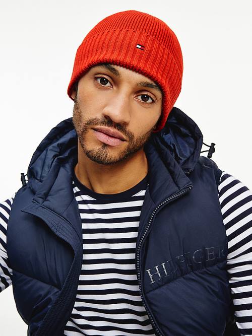 Tommy Hilfiger Pima Cotton Cashmere Cuffed Beanie Moški Kapa Oranžna | TH378HUP