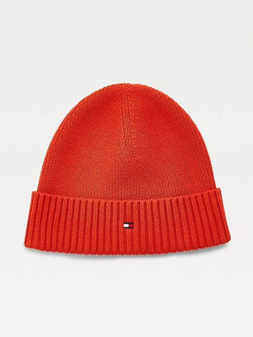 Tommy Hilfiger Pima Cotton Cashmere Cuffed Beanie Moški Kapa Oranžna | TH378HUP