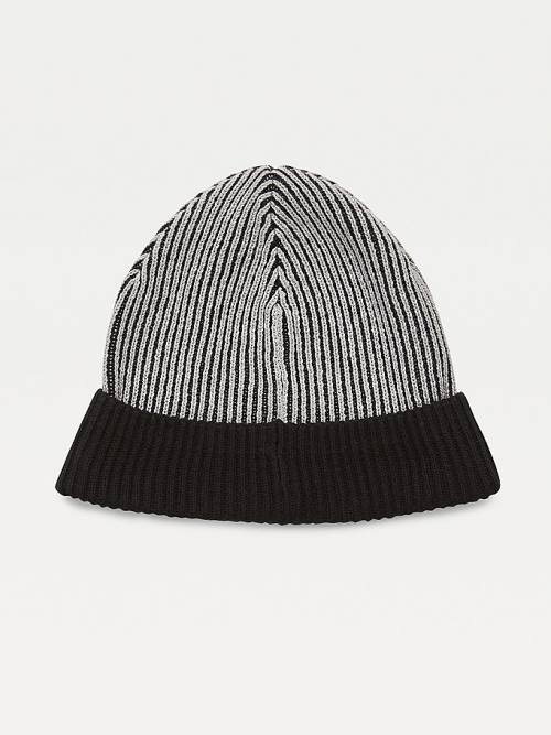 Tommy Hilfiger Pima Cotton Cashmere Double Stitch Beanie Moški Kapa Črna | TH913GEL