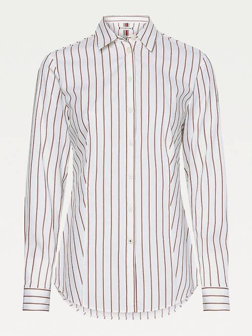 Tommy Hilfiger Pinstripe Slim Fit Ženske Srajce Rdeča | TH628PUE