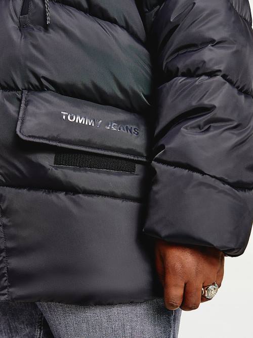 Tommy Hilfiger Plus Asymmetrical Zip Puffer Moški Jakne Črna | TH608OUF