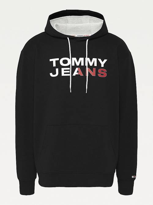 Tommy Hilfiger Plus Essential Logo Moški Pulover s kapuco Črna | TH653XVS