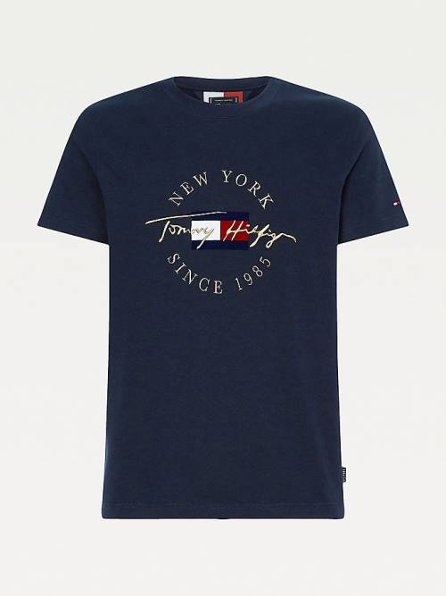 Tommy Hilfiger Plus Icons Long Sleeve Moški Majice Modra | TH724TQF