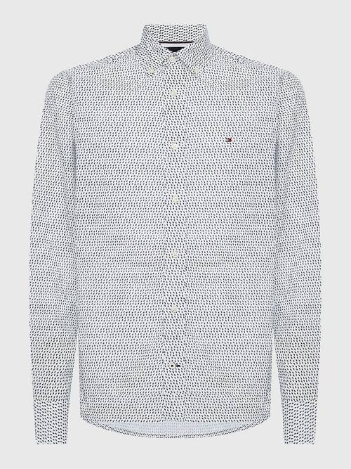 Tommy Hilfiger Plus Micro Print Poplin Regular Fit Moški Srajce Bela | TH127FLQ