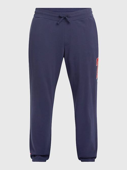 Tommy Hilfiger Plus Organic Cotton Collegiate Joggers Moški Hlače Modra | TH134QFX