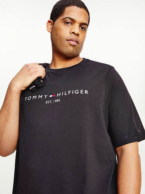 Tommy Hilfiger Plus Organic Cotton Logo Moški Majice Črna | TH820NPQ