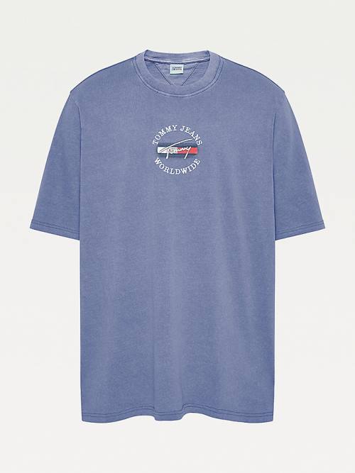 Tommy Hilfiger Plus Organic Cotton Logo Moški Majice Modra | TH862PNF