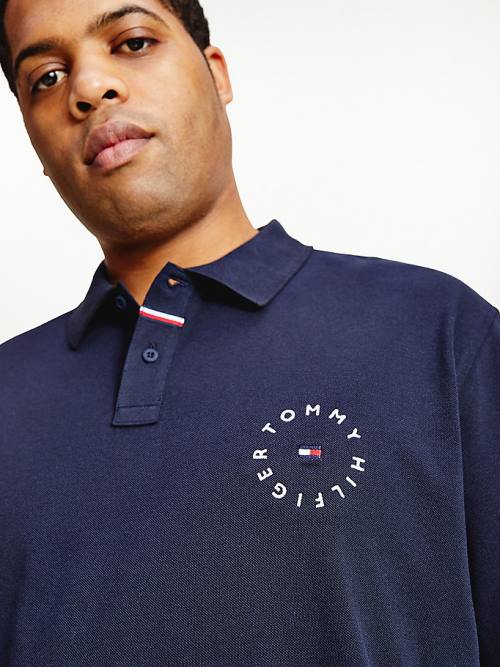 Tommy Hilfiger Plus Organic Cotton Pique Regular Fit Moški Polo Majica Modra | TH456JEB