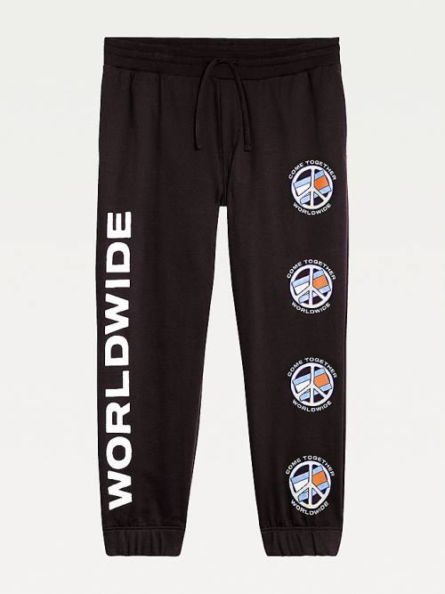 Tommy Hilfiger Plus Peace Relaxed Fit Joggers Moški Hlače Črna | TH467STO