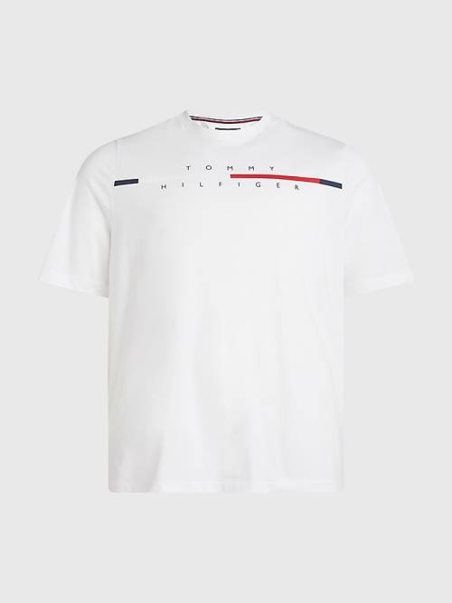 Tommy Hilfiger Plus Signature Split Logo Moški Majice Bela | TH920OYZ