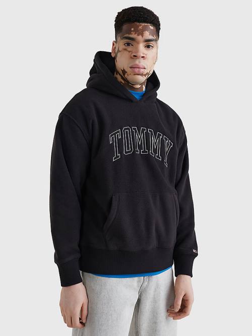 Tommy Hilfiger Polar Fleece Relaxed Fit Moški Pulover s kapuco Črna | TH703MTK