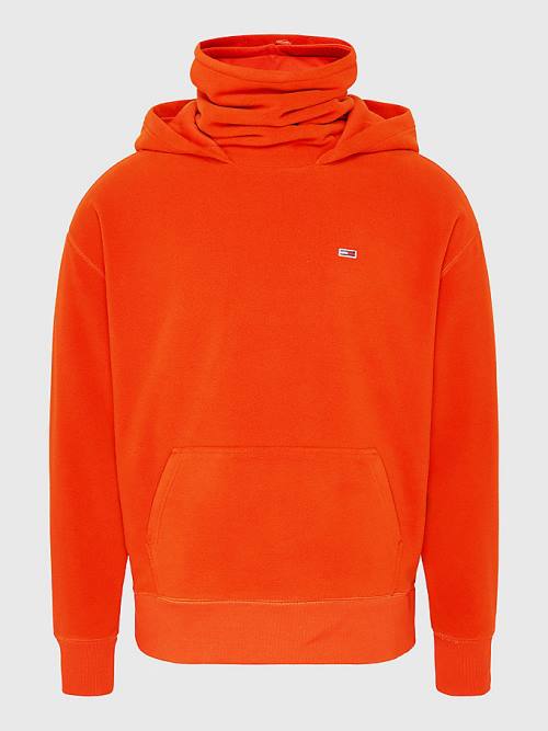 Tommy Hilfiger Polar Fleece Relaxed Funnel Neck Moški Pulover s kapuco Rdeča | TH341NJB