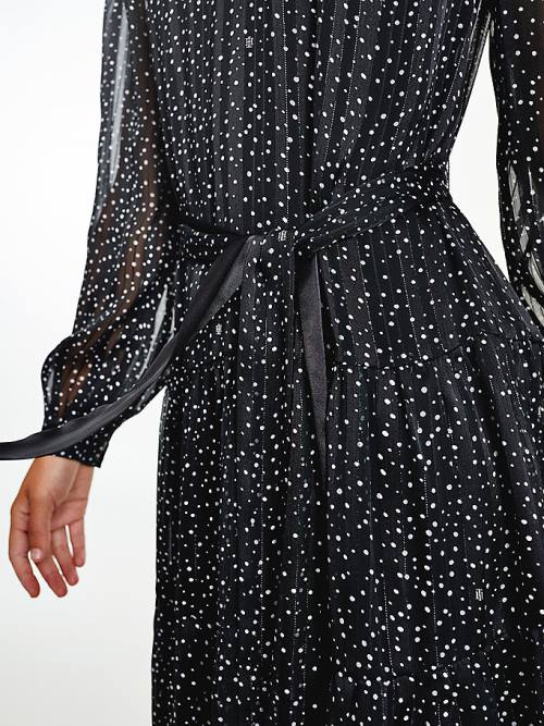 Tommy Hilfiger Polka Dot Fit And Flare Ženske Obleke Črna | TH154QOR