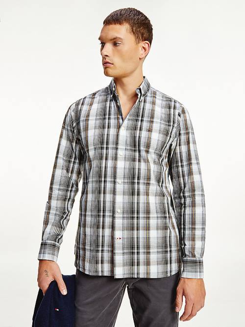 Tommy Hilfiger Poplin Check Regular Fit Moški Srajce Modra | TH829LHW