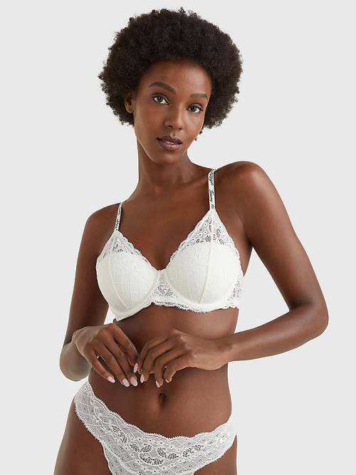 Tommy Hilfiger Prairie Lace Half Cup Triangle Bra Ženske Spodnje Perilo Bela | TH806BUZ