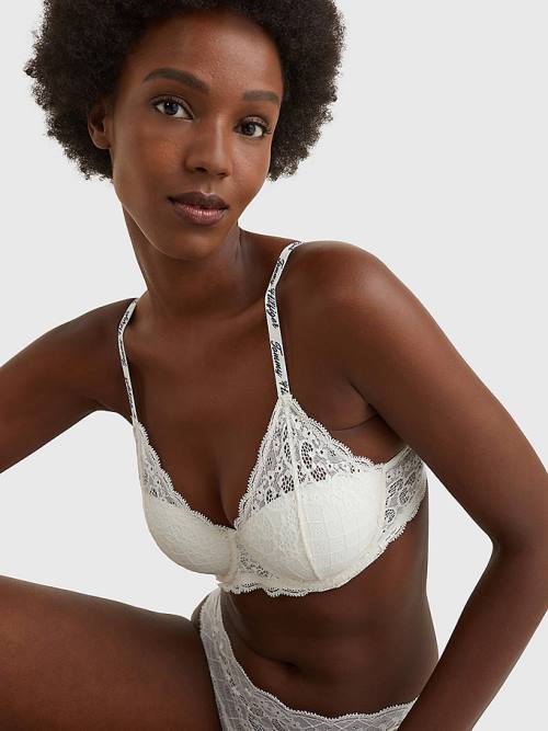 Tommy Hilfiger Prairie Lace Half Cup Triangle Bra Ženske Spodnje Perilo Bela | TH806BUZ