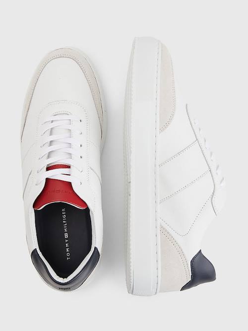 Tommy Hilfiger Premium Leather Cupsole Moški Superge Bela | TH529JPF