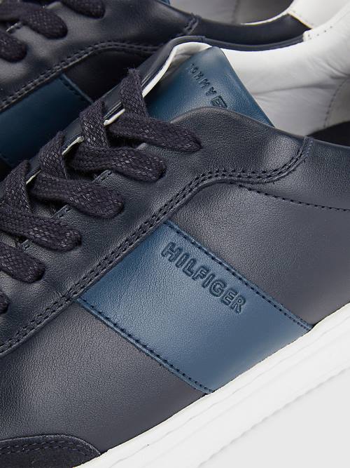 Tommy Hilfiger Premium Leather Cupsole Moški Superge Modra | TH941HKQ