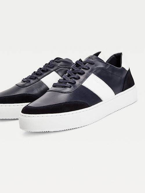 Tommy Hilfiger Premium Leather Suede Cupsole Moški Superge Modra | TH783MJG