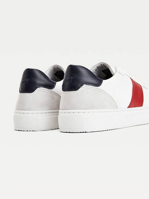 Tommy Hilfiger Premium Leather Suede Cupsole Moški Superge Bela | TH934REX