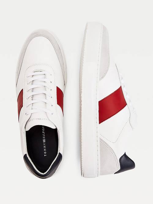 Tommy Hilfiger Premium Leather Suede Cupsole Moški Superge Bela | TH934REX