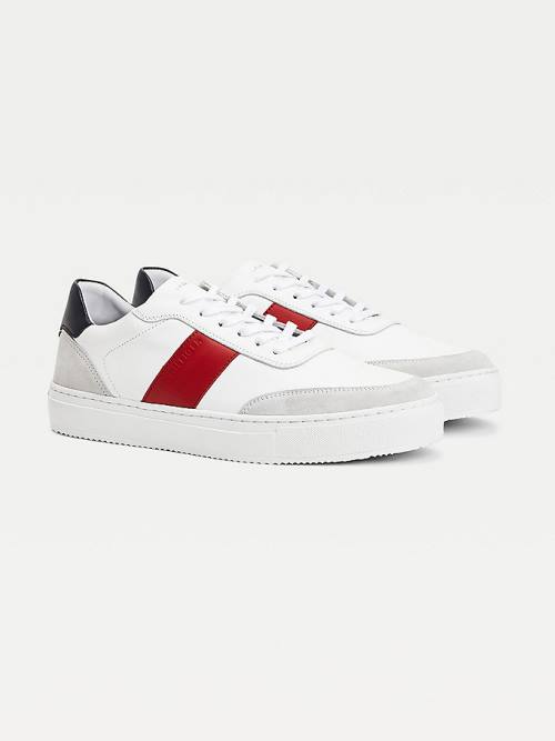 Tommy Hilfiger Premium Leather Suede Cupsole Moški Superge Bela | TH934REX