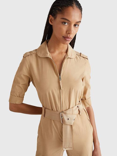 Tommy Hilfiger Prep Belted Jumpsuit Ženske Obleke Bež | TH534SOZ