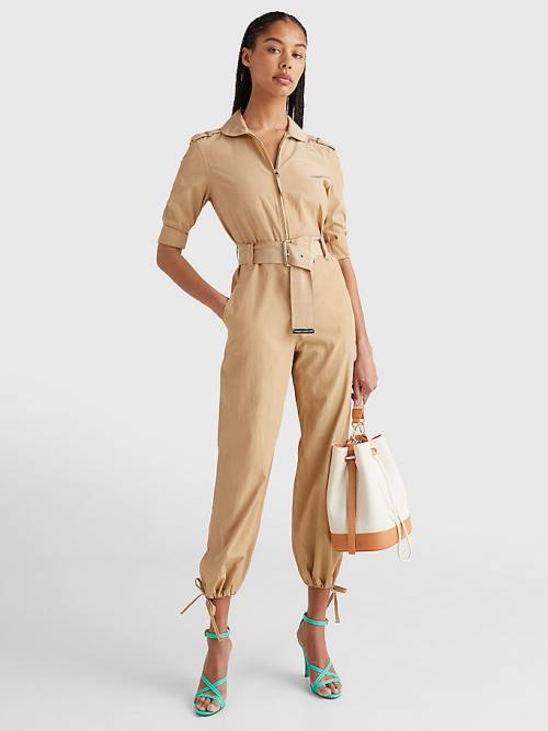 Tommy Hilfiger Prep Belted Jumpsuit Ženske Obleke Bež | TH534SOZ