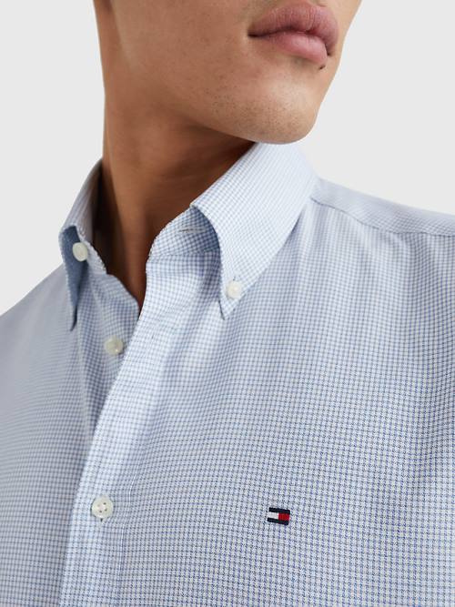 Tommy Hilfiger Puppytooth Check Slim Fit Moški Srajce Modra | TH679JZD