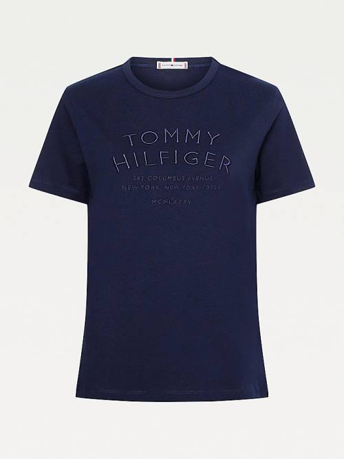 Tommy Hilfiger Pure Organic Cotton Embroidery Ženske Majice Modra | TH091EJZ