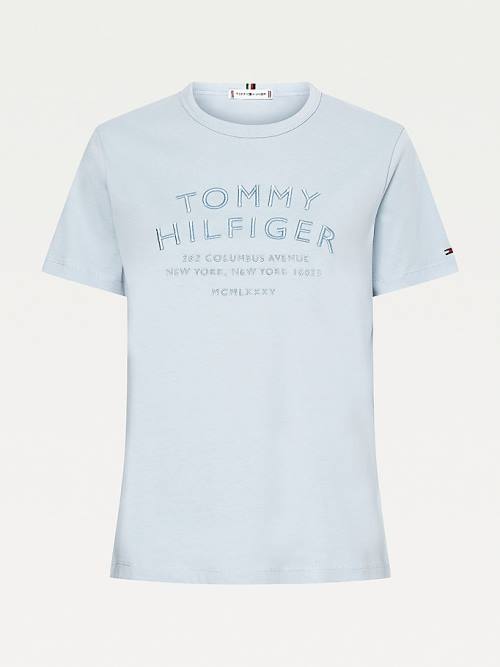 Tommy Hilfiger Pure Organic Cotton Embroidery Ženske Majice Modra | TH136JQL