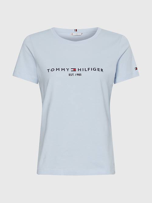 Tommy Hilfiger Pure Organic Cotton Logo Ženske Majice Modra | TH164ISG