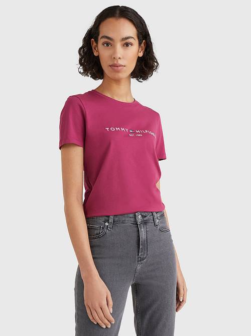 Tommy Hilfiger Pure Organic Cotton Logo Ženske Majice Rdeča | TH489MOG