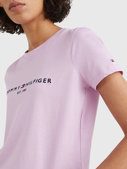 Tommy Hilfiger Pure Organic Cotton Logo Ženske Majice Vijolična | TH762STN