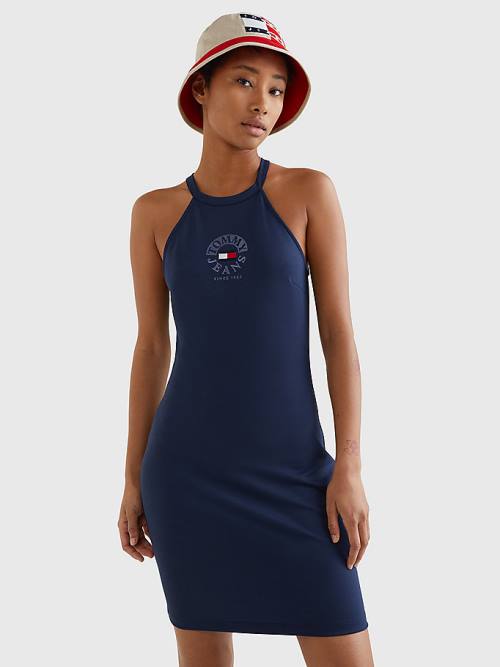 Tommy Hilfiger Racerback Bodycon Ženske Obleke Modra | TH472GAR