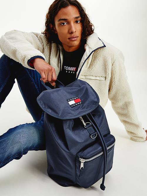 Tommy Hilfiger Recycled Nylon Badge Backpack Moški Torbice Modra | TH589RSI