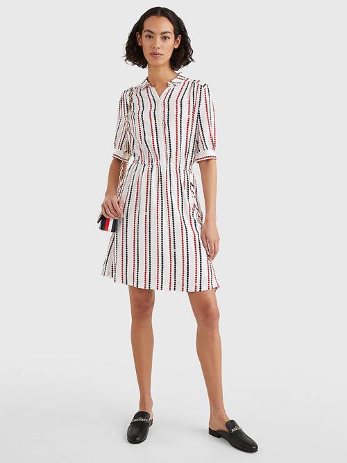 Tommy Hilfiger Relaxed Dot Fit & Flare Ženske Obleke Bela | TH102MIN