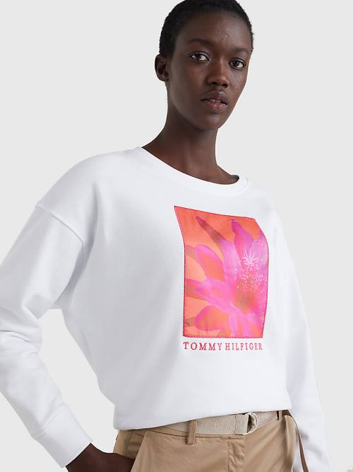 Tommy Hilfiger Relaxed Fit Floral Ženske Pulover Bela | TH396EJG