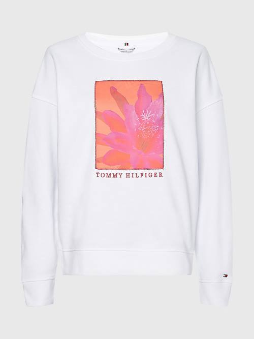 Tommy Hilfiger Relaxed Fit Floral Ženske Pulover Bela | TH396EJG