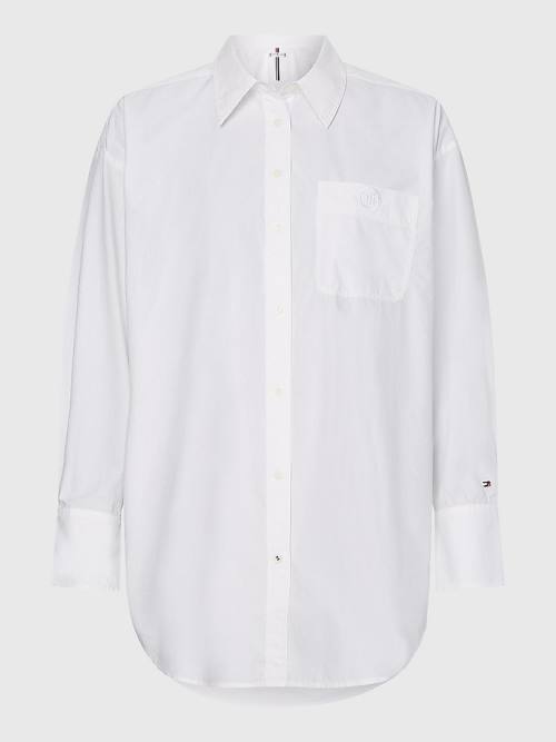 Tommy Hilfiger Relaxed Fit Organic Cotton Poplin Ženske Srajce Bela | TH527BKF