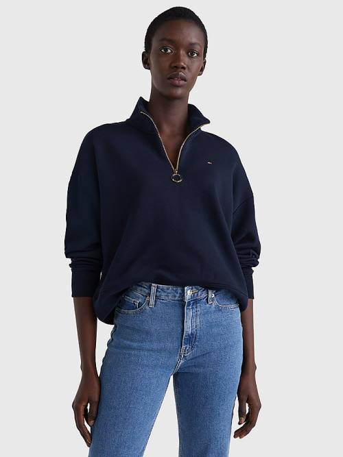 Tommy Hilfiger Relaxed Half Zip Ženske Pulover Modra | TH624PSV