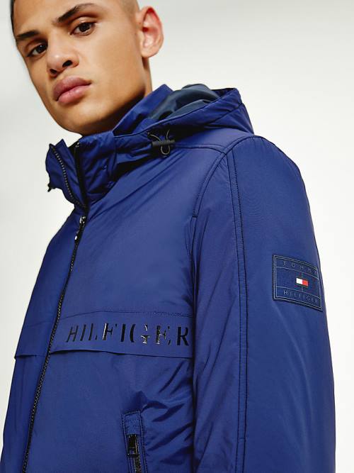 Tommy Hilfiger Removable Hood Stretch Nylon Moški Jakne Modra | TH627GKB